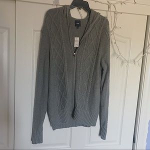 Warm Grey Hooded Knit Sweater